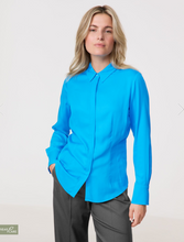 Load image into Gallery viewer, TAIFUN<BR>
Shirt Blouse with Subtle Shimmer<BR>
Turquoise<BR>
