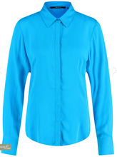 Load image into Gallery viewer, TAIFUN<BR>
Shirt Blouse with Subtle Shimmer<BR>
Turquoise<BR>