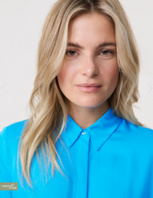 Load image into Gallery viewer, TAIFUN<BR>
Shirt Blouse with Subtle Shimmer<BR>
Turquoise<BR>