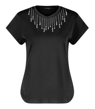 Load image into Gallery viewer, TAIFUN<BR>
T-Shirt with Appliqued Rhinestone<BR>
Black<BR>