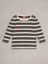 Load image into Gallery viewer, WHITE STUFF<BR>
Puff Sleeve Tee<BR>
Blue, Black<BR>