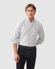 Load image into Gallery viewer, RODD & GUNN<BR>
Stripe Sports Fit Long Sleeve Shirt<BR>
Blue/White<BR>