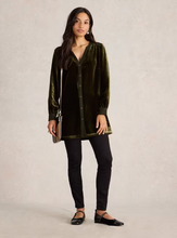 Load image into Gallery viewer, WHITE STUFF<BR>
Olive Velvet Tunic<BR>
Khaki<BR>