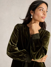 Load image into Gallery viewer, WHITE STUFF<BR>
Olive Velvet Tunic<BR>
Khaki<BR>