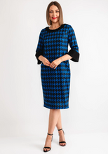 Load image into Gallery viewer, AVALON<BR>
Nina Houndstooth Pencil Dress<BR>
Royal, Black/White<BR>