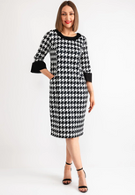 Load image into Gallery viewer, AVALON<BR>
Nina Houndstooth Pencil Dress<BR>
Royal, Black/White<BR>