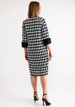 Load image into Gallery viewer, AVALON<BR>
Nina Houndstooth Pencil Dress<BR>
Royal, Black/White<BR>