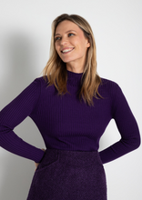Load image into Gallery viewer, MORE AND MORE<BR>
Ribbed Knit Sweater<BR>
Purple<BR>