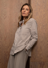 Load image into Gallery viewer, MORE AND MORE<BR>
Striped Blouse<BR>
White/Taupe<BR>