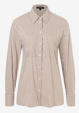 Load image into Gallery viewer, MORE AND MORE<BR>
Striped Blouse<BR>
White/Taupe<BR>