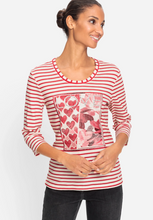 Load image into Gallery viewer, OLSEN<BR>
Stripe Love Print T-Shirt<BR>