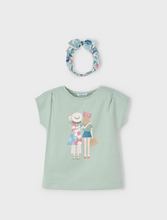 Load image into Gallery viewer, MAYORAL<BR>
Girl T-Shirt with Printed Headbands<BR>
Jade<BR>