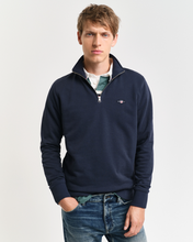 Load image into Gallery viewer, GANT<BR>
Regular Shield Half Zip Sweatshirt<BR>
Navy, Sky<BR>