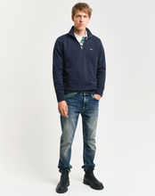 Load image into Gallery viewer, GANT<BR>
Regular Shield Half Zip Sweatshirt<BR>
Navy, Sky<BR>