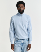 Load image into Gallery viewer, GANT<BR>
Regular Shield Half Zip Sweatshirt<BR>
Navy, Sky<BR>