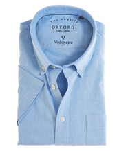 Load image into Gallery viewer, VEDONEIRE<BR>
Varsity Cotton Short Sleeve Shirt<BR>
Blue, White<BR>
