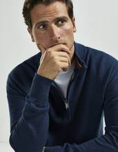 Load image into Gallery viewer, VEDONEIRE<BR>
Men's Half Zip Cotton Jumper<BR>
Elemental Blue, Navy<BR>
