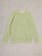 Load image into Gallery viewer, WHITE STUFF<BR>
Attadale Crew Neck Jumper<BR>
Light Green, Dark Navy<BR>