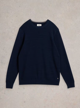Load image into Gallery viewer, WHITE STUFF<BR>
Attadale Crew Neck Jumper<BR>
Light Green, Dark Navy<BR>