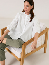 Load image into Gallery viewer, GERRY WEBER<BR>
3/4 Sleeve Blouse with Broderie Anglaise<BR>
White<BR>