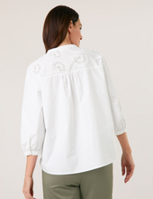 Load image into Gallery viewer, GERRY WEBER<BR>
3/4 Sleeve Blouse with Broderie Anglaise<BR>
White<BR>