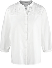 Load image into Gallery viewer, GERRY WEBER<BR>
3/4 Sleeve Blouse with Broderie Anglaise<BR>
White<BR>