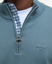 Load image into Gallery viewer, BARBOUR<BR>
Cotton Half Zip Jumper<BR>
Navy, VIntage Teal<BR>