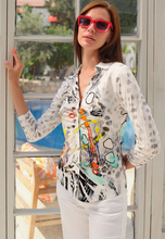 Load image into Gallery viewer, DOLCEZZA<BR>
Printed Ruched Fitted Top<BR>
Multi<BR>