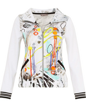 Load image into Gallery viewer, DOLCEZZA<BR>
Printed Full Zip Sweat Shirt<BR>
White<BR>