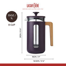 Load image into Gallery viewer, LA CAFETIERE<BR>
Pisa 8 Cup Cafetiere Wood Handle<BR>
Purple<BR>