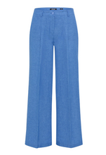 Load image into Gallery viewer, OLSEN<BR>
Anna Fit Wide Leg Pleated Trouser<BR>
Blue<BR>