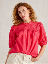 Load image into Gallery viewer, WHITE STUFF<BR>
Lexi Broderie Collared Top<BR>
Coral<BR>