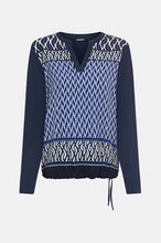 Load image into Gallery viewer, OLSEN<BR>
Shirt with Graphic Panel Pattern<BR>
Navy<BR>