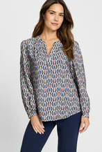Load image into Gallery viewer, OLSEN<BR>
Tunic Neck Blouse<BR>
Blue/Pink<BR>