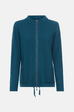 Load image into Gallery viewer, OLSEN<BR>
Knit Cardigan with Zipper<BR>
Teal<BR>