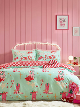 Load image into Gallery viewer, CATHERINE LANSFIELD<BR>
Santa Howdy Duvet Set<BR>
Green<BR>