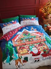 Load image into Gallery viewer, CATHERINE LANSFIELD<BR>
Xmas Santa's Workshop Duvet Set<BR>
Navy<BR>