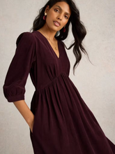 Load image into Gallery viewer, WHITE STUFF<BR>
Lucy Cord Dress<BR>
Dark Plum<BR>