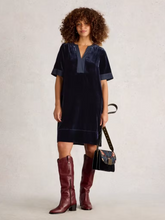 Load image into Gallery viewer, WHITE STUFF<Br>
June Velvet Dress<BR>
Navy Multi, Dark Navy<BR>