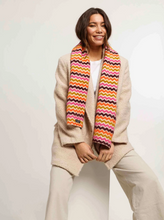 Load image into Gallery viewer, FRAAS<BR>
Cashmink Scarf with Retro ZigZag<BR>
Exotic Orange, Blue, Black<BR>