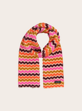 Load image into Gallery viewer, FRAAS<BR>
Cashmink Scarf with Retro ZigZag<BR>
Exotic Orange, Blue, Black<BR>