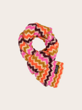 Load image into Gallery viewer, FRAAS<BR>
Cashmink Scarf with Retro ZigZag<BR>
Exotic Orange, Blue, Black<BR>