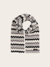 Load image into Gallery viewer, FRAAS<BR>
Cashmink Scarf with Retro ZigZag<BR>
Exotic Orange, Blue, Black<BR>