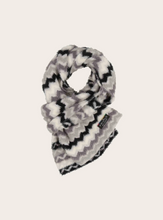 Load image into Gallery viewer, FRAAS<BR>
Cashmink Scarf with Retro ZigZag<BR>
Exotic Orange, Blue, Black<BR>