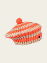 Load image into Gallery viewer, FRAAS<BR>
Striped Rib Knit Beret<BR>
Black, Orange<BR>