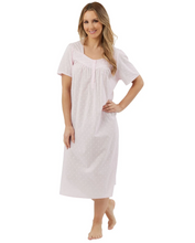 Load image into Gallery viewer, MARLON<BR>
Women's Linear Short Sleeve Button Nightie<BR>
Pink<BR>