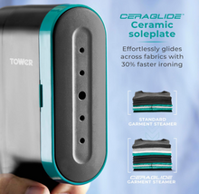 Load image into Gallery viewer, TOWER<BR>
Ceraglide Hand Held Garment Steamer with Brush Attachment<BR>
Lilac, Teal<BR>