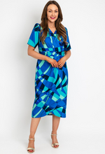 Load image into Gallery viewer, COCO DOLL<BR>
Toya Geometric Print Dress<BR>
Royal<BR>