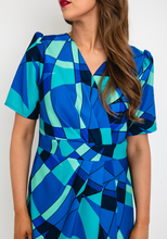 Load image into Gallery viewer, COCO DOLL<BR>
Toya Geometric Print Dress<BR>
Royal<BR>