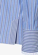 Load image into Gallery viewer, MORE AND MORE<BR>
Patched Striped Blouse<BR>
Blue<BR>